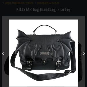 Killstar Black Le Fey Messenger Bag Goth Academia Bat 🦇 Demon Wings